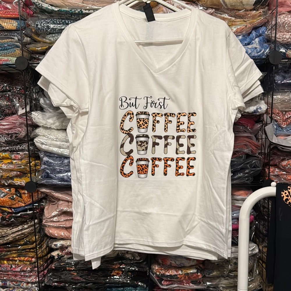 Gildan White Brown Graphic Boxy Short Sleeve Tee